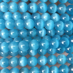 4mm-14mm Natural Blue Cat Eye Stone Smooth Round Beads,Cat&#39;s Eye Stone Beads Supply.15&quot; strand