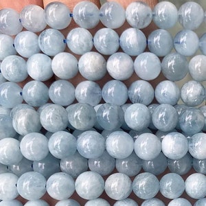 4mm-12mm Natural AAAAA Aquamarine Smooth Round Beads,Aquamarine Loose Beads Wholesale Supply,Diy beads,15 inches one starand