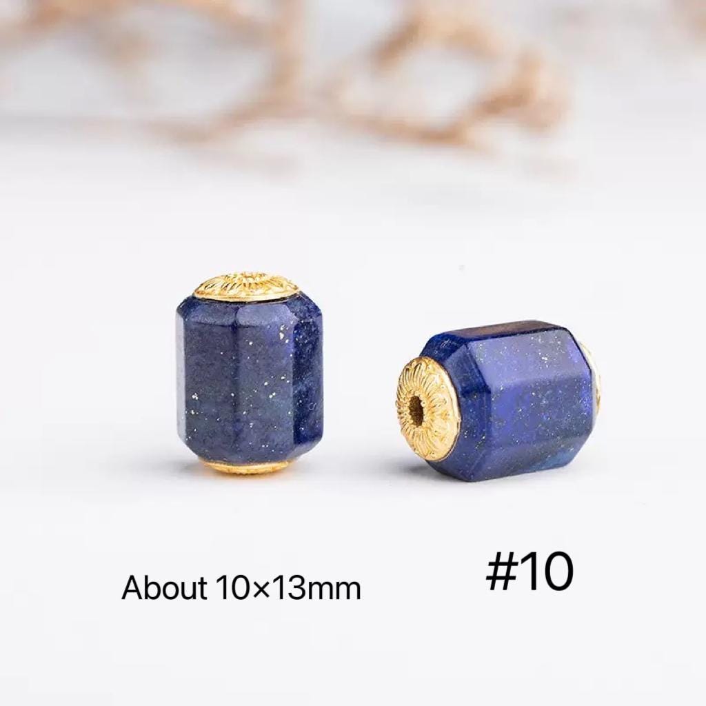 Natural Lapis Lazuli Four-leaf Clover Planet Bead, Cube Bead, Old