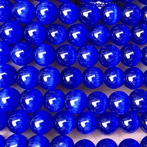 4mm-14mm Natural Blue Cat Eye Stone Smooth Round Beads,Cat&#39;s Eye Stone Beads Supply.15&quot; strand
