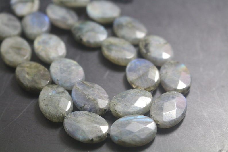 Faceted Labradorite Oval Beads\uff0c Natural Gemstone,15/'/' one strand,13x18mm