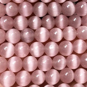 4mm-14mm Natural Pink Cat Eye Stone Smooth Round Beads,Cat&#39;s Eye Stone Beads Supply.15&quot; strand
