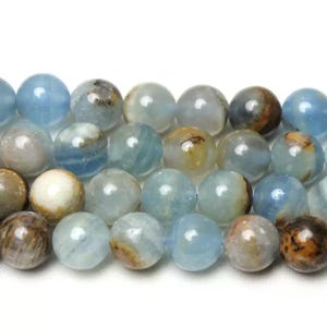 4mm-12mm Natural Blue Calcite smooth round beads, calcite Beads Bulk Supply, 15&#39;&#39; one strand