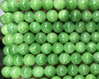 4mm-12mm Green Jade Beads,Smooth Round Jade Beads,Mountain Jade Beads Wholesale Supply, 15 inch per strand