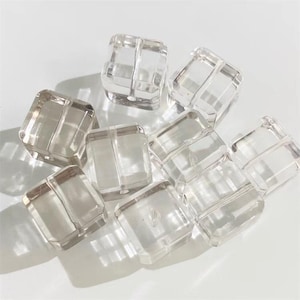 Natural White Crystal Quartz Square Beads,Quartz Beads,Handmade bracelet necklace loose beads material.2 beads