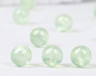 5 pcs 6mm-12mm Natural prehnite Smooth Round Beads, prehnite Loose beads wholesale supply.5 beads