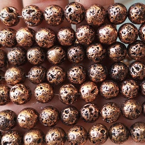 6mm-12mm Electroplate Volcanic Rock Lava beads,Lava round Beads,Volcanic Rock lava Beads,15&quot; per strand