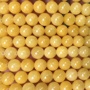 4mm-12mm Yellow Jade Beads,Smooth Round Jade Beads,Mountain Jade Beads Wholesale Supply, 15 inch per strand