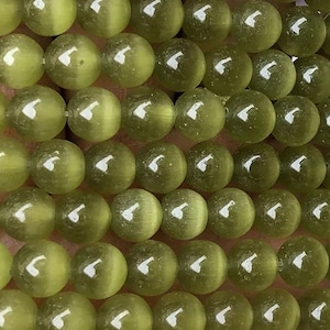 4mm-14mm Natural Green Cat Eye Stone Smooth Round Beads,Cat&#39;s Eye Stone Beads Supply.15&quot; strand