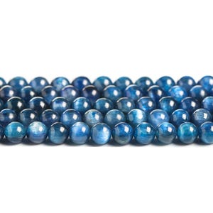 Cuentas redondas lisas de ojo de cianita azul AAAAA natural, suministro de cuentas de piedras preciosas de cianita, 15&#39;&#39; por hebra