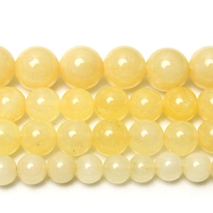 6mm-10mm Yellow Jade Beads,Smooth Round Jade Beads, Yellow Beads Wholesale Supply, 15 inch per strand