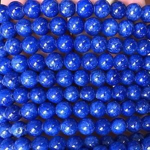 4mm-12mm Deep Blue Jade Beads,Smooth Round Jade Beads,Mountain Jade Beads Wholesale Supply, 15 inch per strand