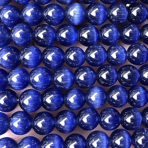 4mm-14mm Natural Blue Cat Eye Stone Smooth Round Beads,Cat&#39;s Eye Stone Beads Supply.15&quot; strand