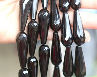 Black Onyx Beads Faceted Teardrop Beads ,Black Agate Round Beads,15 inch per Strand