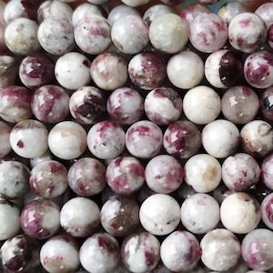 4mm-12mm Natural Plum Blossom Tourmaline Smooth Round Beads,Tourmaline beads wholesale supply,15&#39;&#39; One Strand