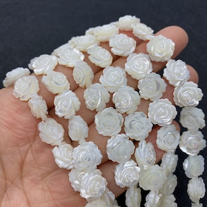 Natural Mother Of Pearl Shell Flower beads,White Shell Flower beads, 8mm 10mm 12mm Mother Of Pearl Beads,10 beads