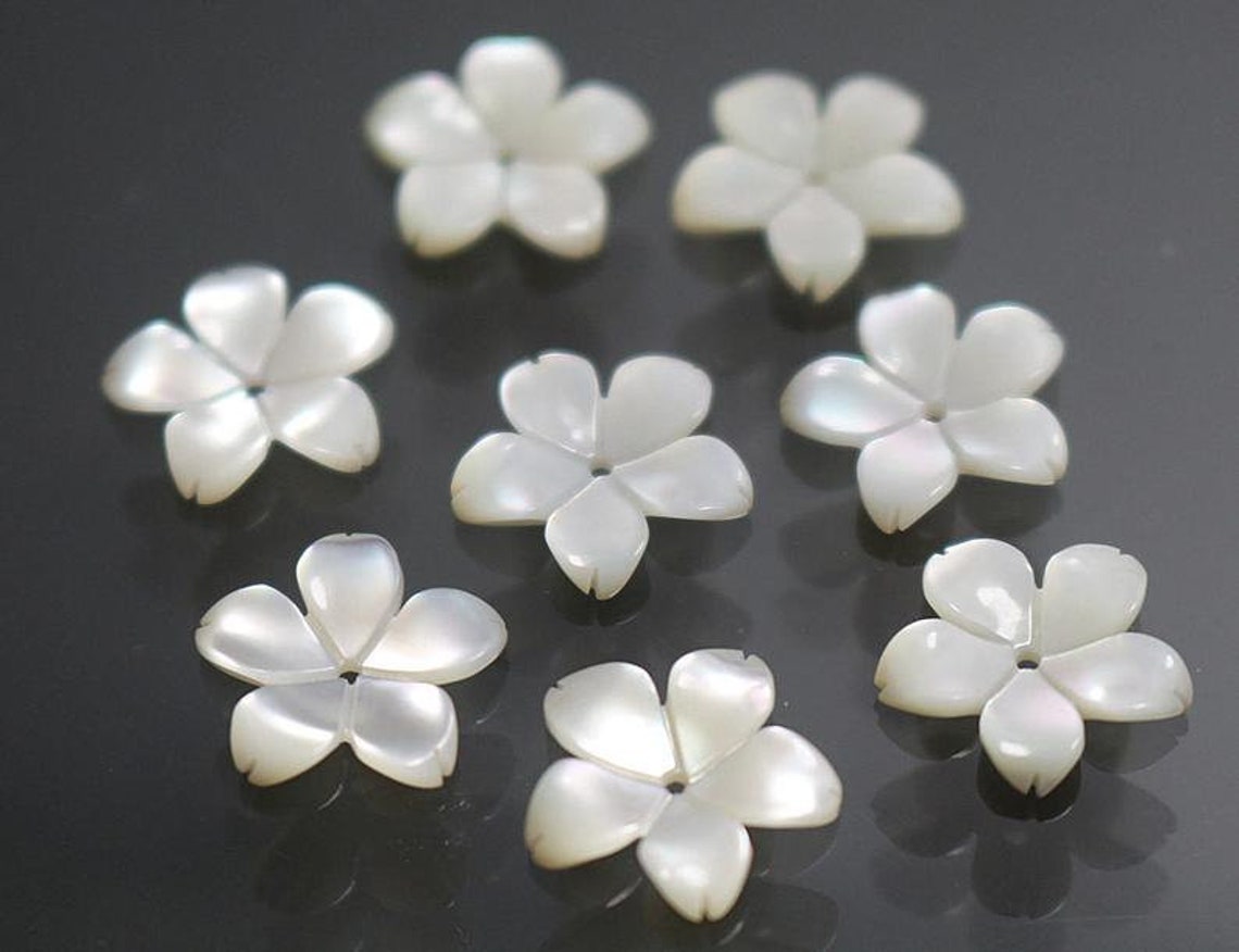 100pcs Natural MOP Shell Flower Beads,white Shell Flower Beads,6mm 8mm ...