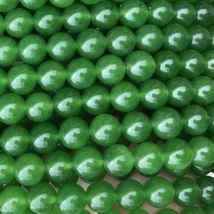 4mm-12mm Natural Green Jade Smooth Round Jade Beads,Green Jade Beads Wholesale Supply, 15 inch per strand