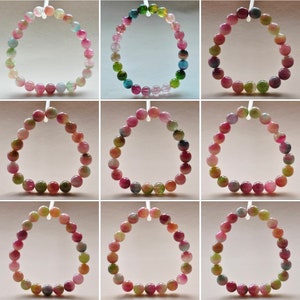 Natural  Watermelon Tourmaline Beads Bracelet,Bico Tourmaline Beaded Bracelet,Jewelry Gift Bracelet,wholesale bracelet supply