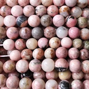 4 mm-12 mm Naturalne gładkie okrągłe koraliki rodonitu, hurtowa dostawa koralików rodonitu. 15-calowy pas