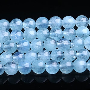 4mm-12mm Natural AAAAAAA Aquamarine Smooth Round Beads,Aquamarine Loose Beads Wholesale Supply,Diy beads,15 inches one starand