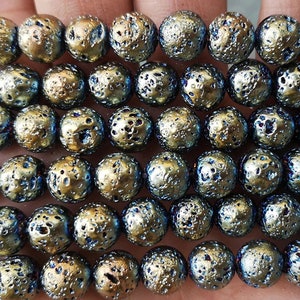 6mm-12mm Electroplate Volcanic Rock Lava beads,Lava round Beads,Volcanic Rock lava Beads,15&quot; per strand