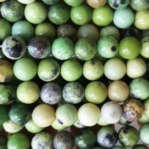 4mm-12mm Natural Green Opal Gemstone Smooth Round Beads, Green Opal Beads Bulk Supply,15&#39;&#39; one strand