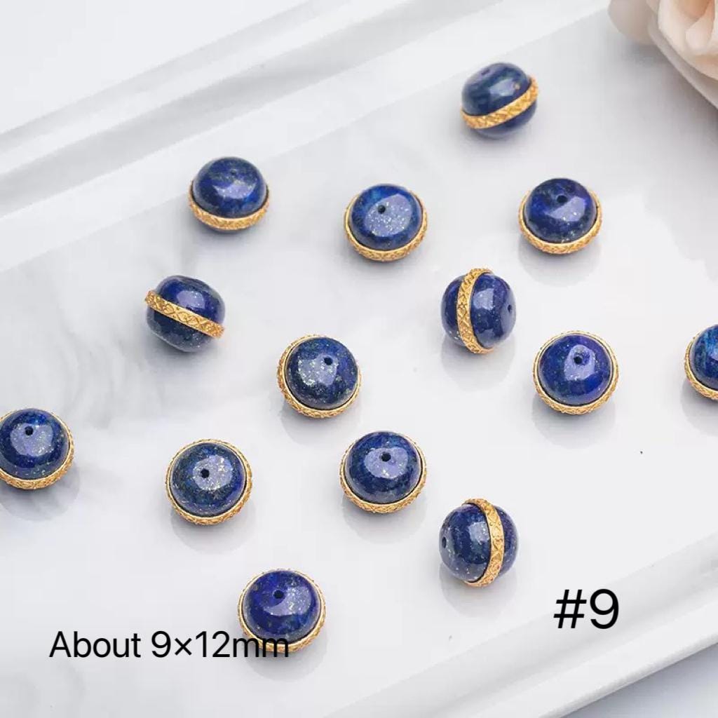 Natural Lapis Lazuli Four-leaf Clover Planet Bead, Cube Bead, Old