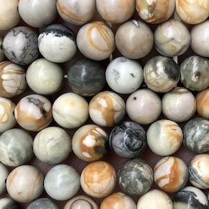 4mm-12mm Natural Picasso Jasper smooth and Round   Beads, Picasso Jasper Beads supply.15&quot; strand