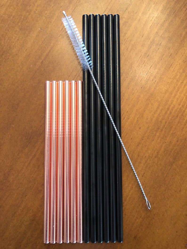 6 Straws and a Brush: Reusable Straws, Bent Straws, Short Straws, Straight Straws, Straw Brush 10% to Save the Whales image 2
