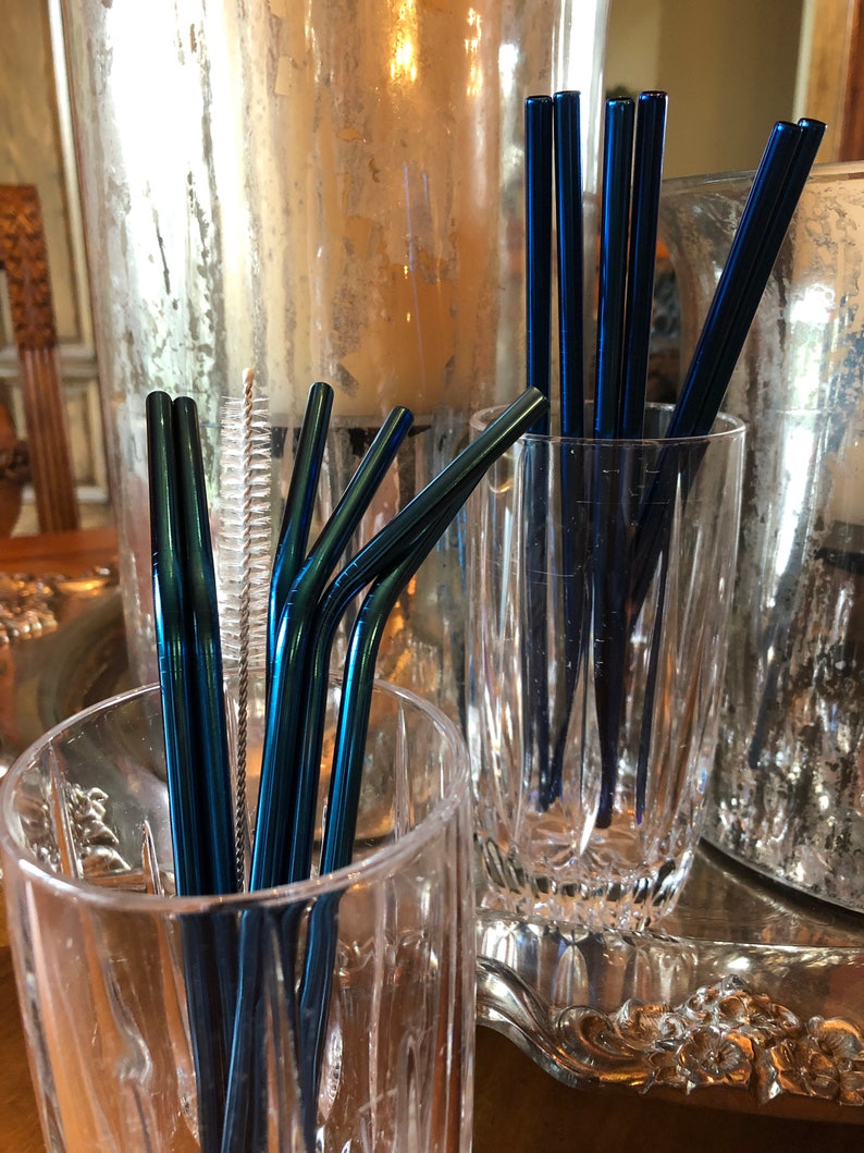 6 Straws and a Brush: Reusable Straws, Bent Straws, Short Straws, Straight Straws, Straw Brush 10% to Save the Whales image 4