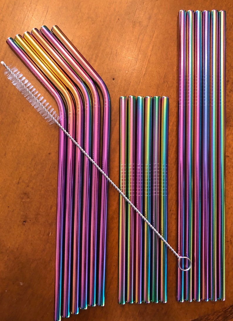 6 Straws and a Brush: Reusable Straws, Bent Straws, Short Straws, Straight Straws, Straw Brush 10% to Save the Whales image 5