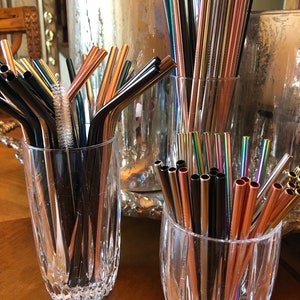 6 Straws and a Brush: Reusable Straws, Bent Straws, Short Straws, Straight Straws, Straw Brush 10% to Save the Whales imagem 1