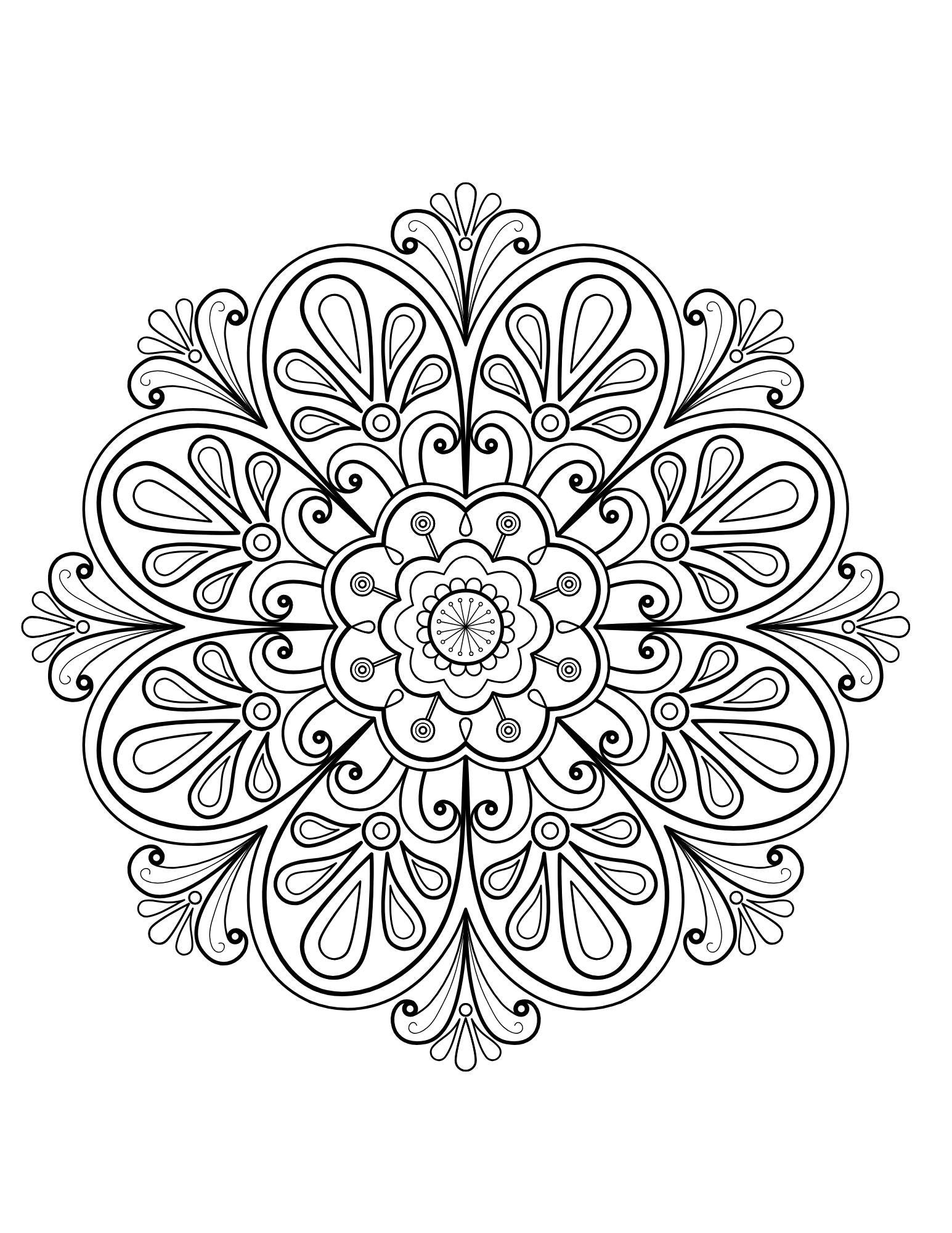 Mandala Coloring Book for Adults: 100 Printable Stress Relief Pages ...