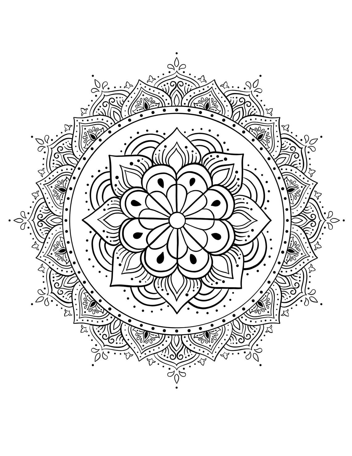 100 PAGES Adult Coloring Pages Mandala Printable Stress Relief Coloring ...