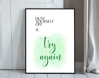 Try Again Positive Affirmation Printable Wall Art |  Home Decor | Motivational Print | Inspirational Home Decor | Office Wall Decor