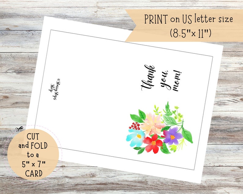 Thank You Mom Printable Card | Thank You Mom Digital Card | Thank You ...
