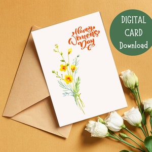 Biglietto d'auguri stampabile per la festa della donna, download digitale, biglietto d'auguri digitale per la festa della donna, biglietto per la giornata internazionale della donna, biglietto dell'8 marzo, download immediato
