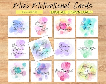 Watercolor Mini Affirmation Cards: Motivational Inspiration (Digital Download)