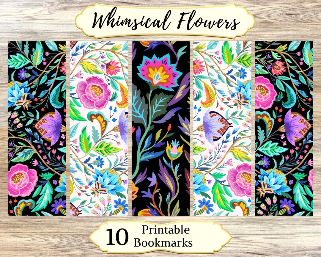 Floral Printable Bookmarks: Whimsical Flower Set (digital Download) - Etsy