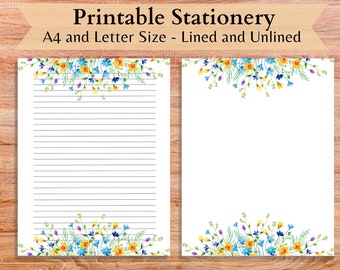 Floral Stationery: Lined & Unlined Writing Paper (Digital Download)