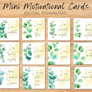 Mini-cartes motivantes, cartes d'affirmation imprimables, cartes d'encouragement et d'inspiration, mini cartes mantra, notes de déjeuner, ondes positives