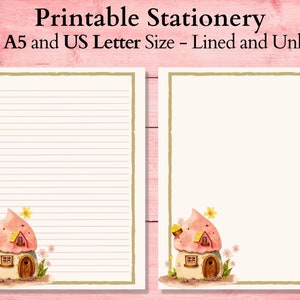 Fairy House Printable Stationery: Lined & Unlined Paper (Digital Download)