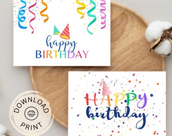 Printable Happy Birthday Confetti Card 8.5x11in - Etsy