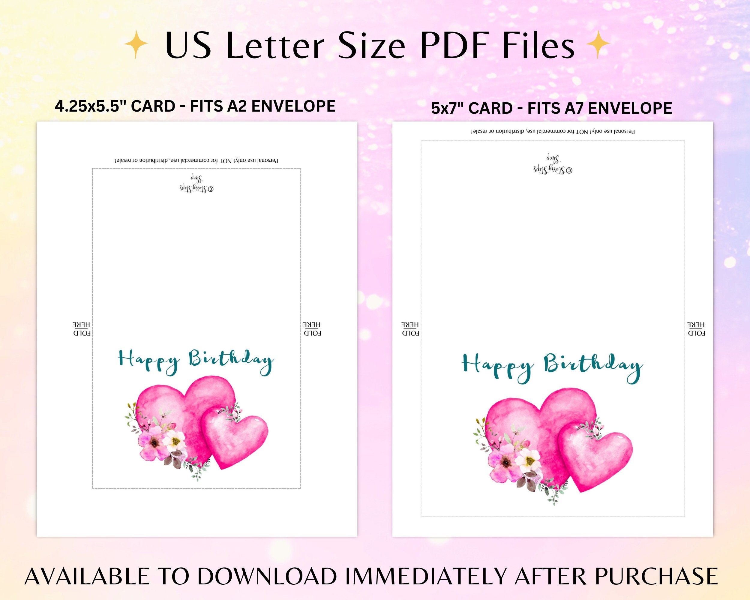 Happy Birthday Printable Cards / Printable Birthday Cards / Digital ...
