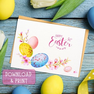 Printable Easter Card: Painted Easter Eggs (Digital Download)