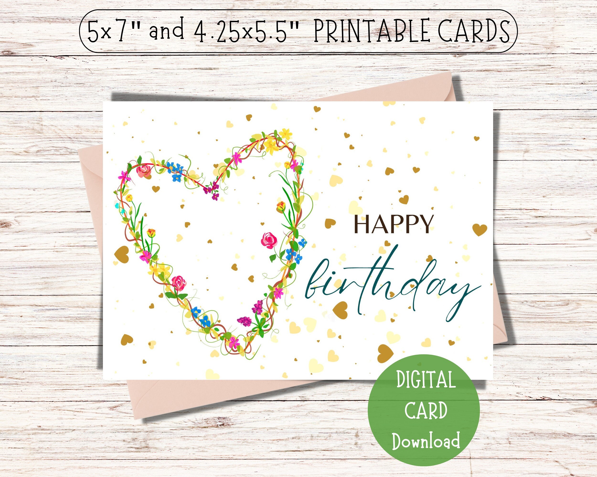 Happy Birthday Printable Cards / Printable Birthday Cards / Digital ...