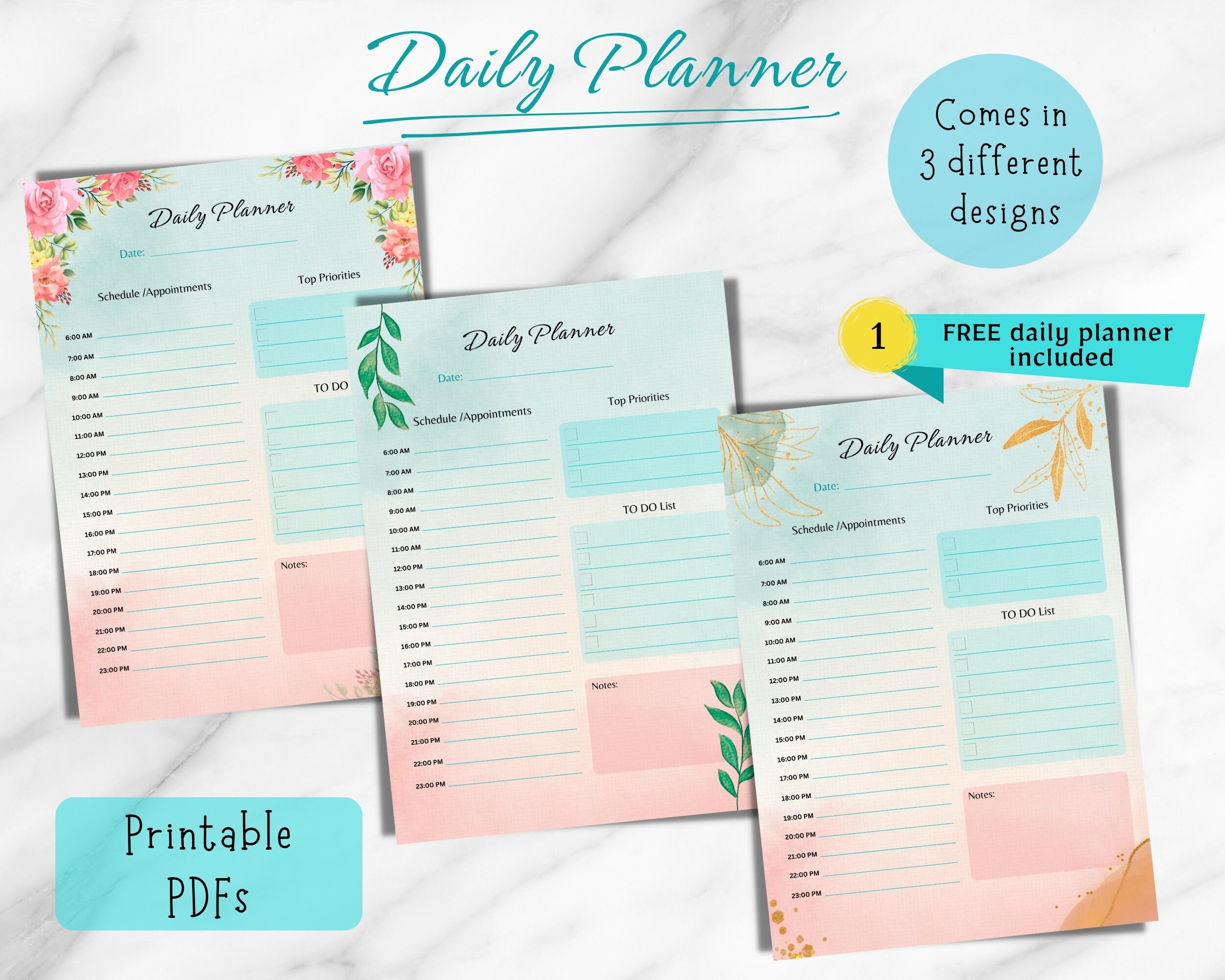 Printable Daily & Weekly Planner Set (digital Download) - Etsy