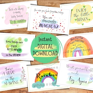 Mini cartões de incentivo para impressão, conjunto de mini cartões, cartões de afirmação, download digital instantâneo, mini cartões inspiradores, cartões motivacionais