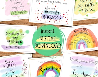Printable Affirmation Mini Cards: Inspirational Quotes (Digital Download)